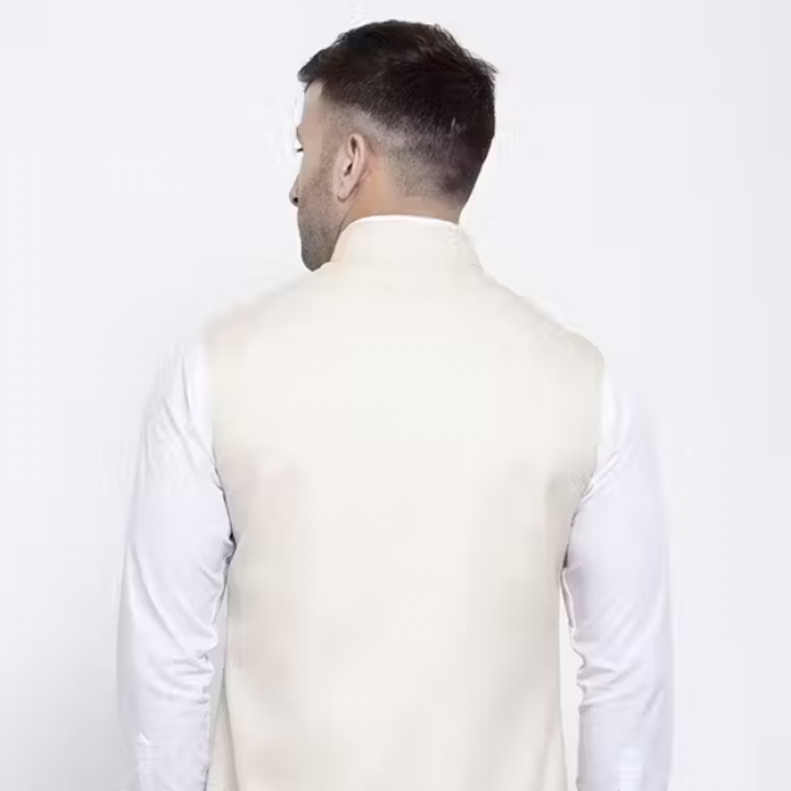Cream Khadi Linen Fancy Men Ethnic Suits